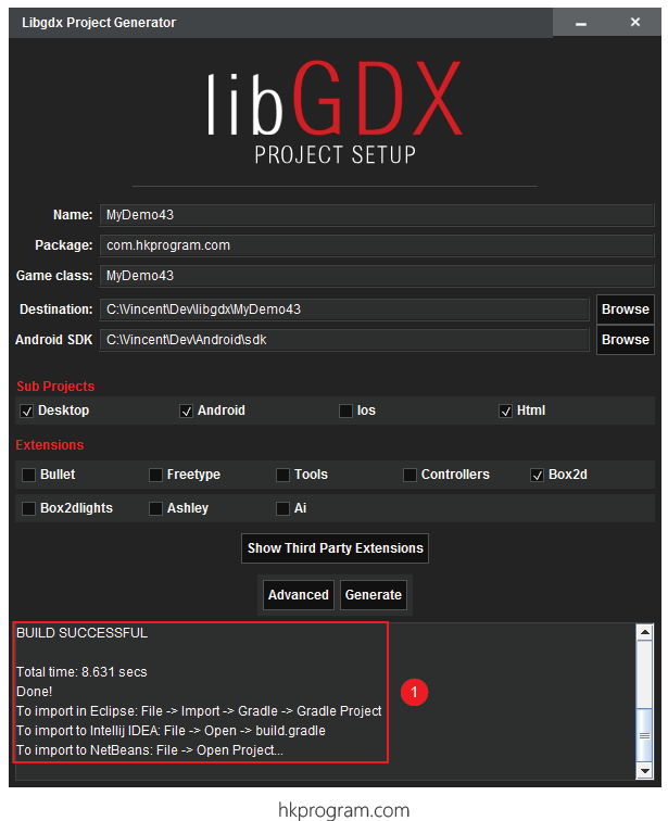 LibGDX:  Use Android Studio to Run LibGDX Hello World